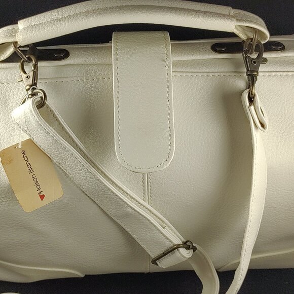 Maison Blanche White Pebbled Leather Purse NWT Handle & Shoulder Strap Vtg OOB - Picture 7 of 15